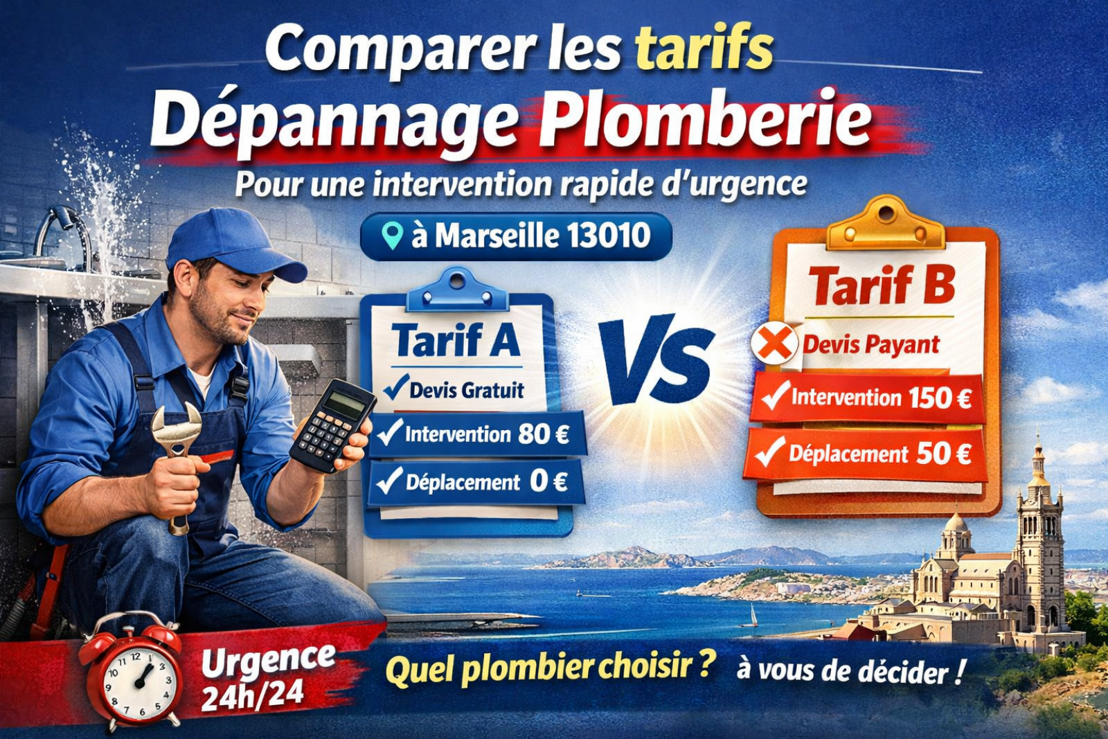 Comparatif pour dépannage plomberie à Marseille et ses alentours
