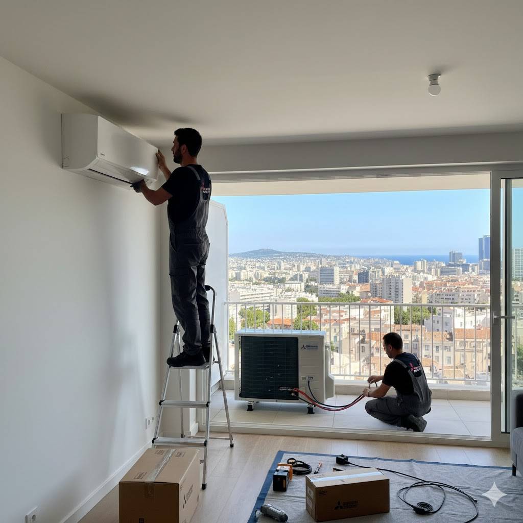 Fourniture et pose de climatisation Mitsubishi 4 splits 10 kW à Marseille 13011