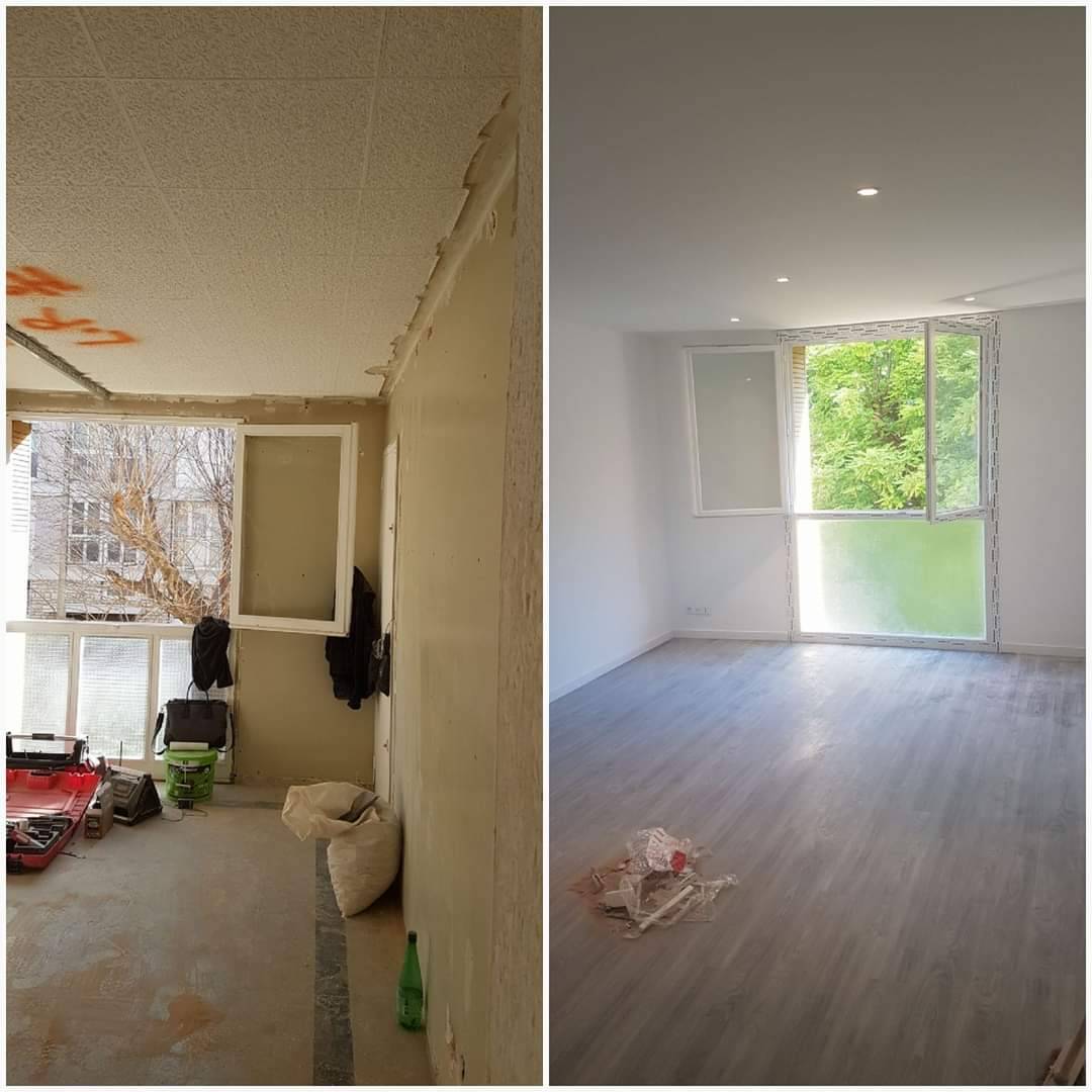 Réalisation d'un faux plafond sur ossature métallique avec incorporation des spots dans un appartement à Marseille 13008