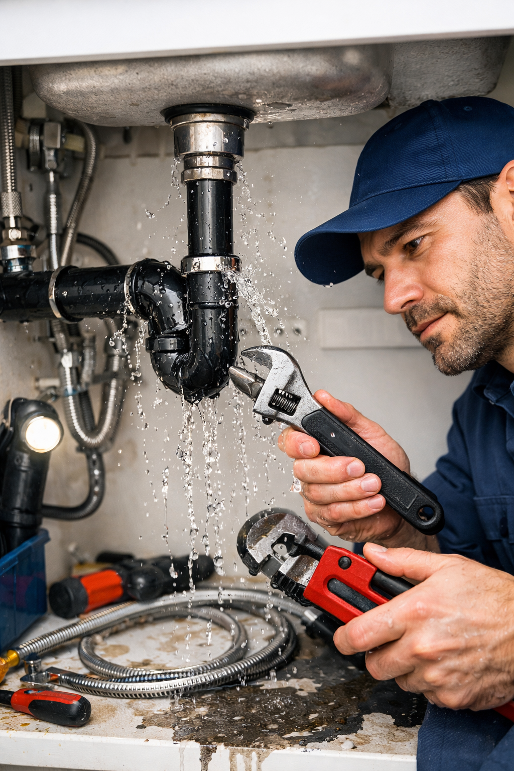Dépannage fuite d'eau sous évier