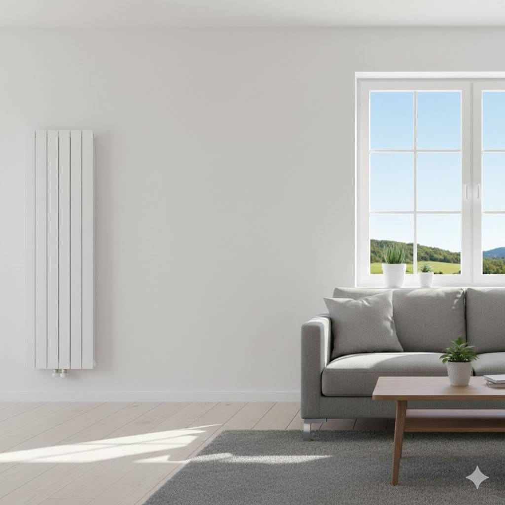 Remplacement et installation d'un radiateur à inertie moderne dans un salon à Gémenos