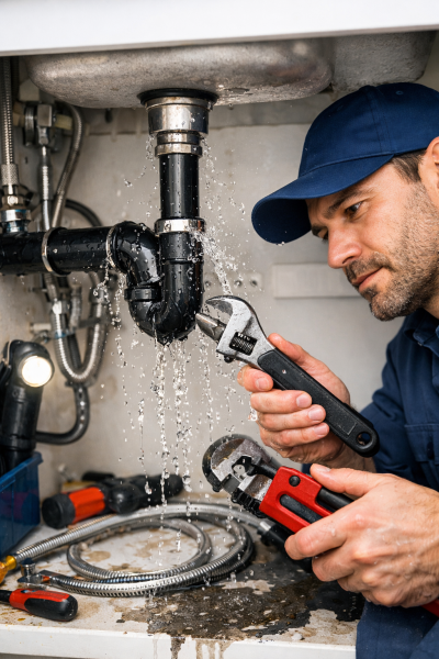 Dépannage fuite d'eau sous évier